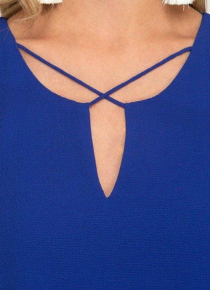 Royal Blue Sleeveless Dress With Crisscross Detail - Picture 4 of 5